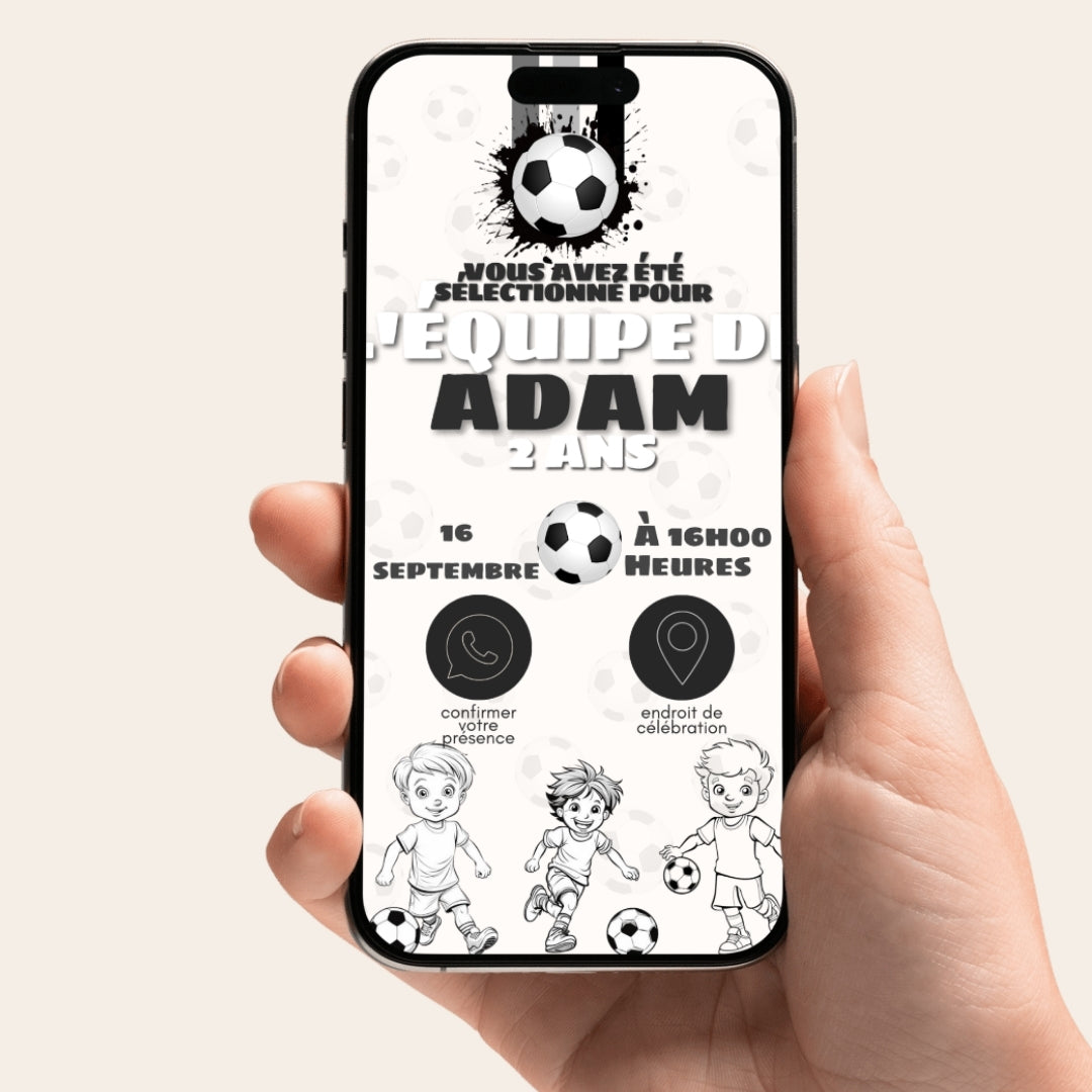 Invitation anniversaire numérique et interactive Football