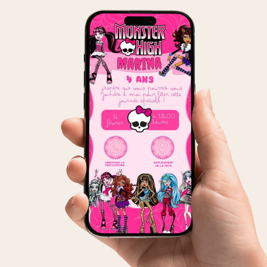 Invitation anniversaire numérique et interactive Monster High