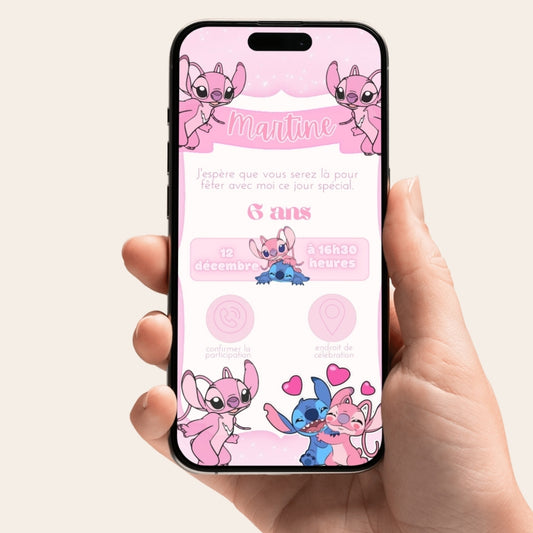 Invitation anniversaire numérique et interactive Lilo et Stitch