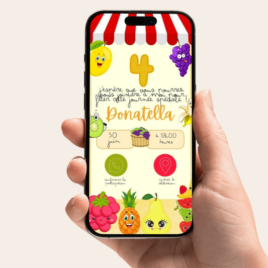 Invitation anniversaire numérique et interactive Fruits