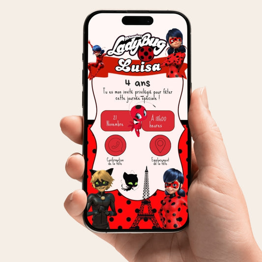Invitation anniversaire numérique et interactive Lady Bug