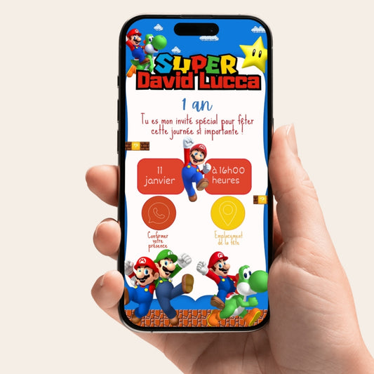 Invitation anniversaire numérique et interactive Super Mario
