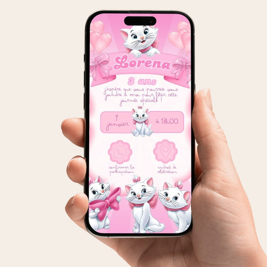 Invitation anniversaire numérique et interactive Aristochats