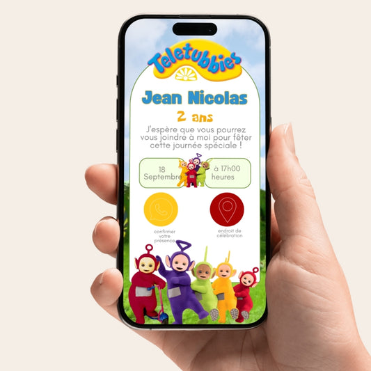 Invitation anniversaire numérique et interactive Teletubbies