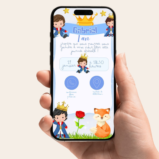 Invitation anniversaire numérique et interactive Petit Prince