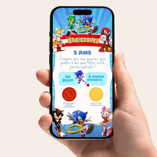 Invitation anniversaire numérique et interactive Super Sonic