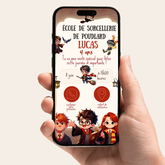 Invitation anniversaire numérique et interactive Harry Potter