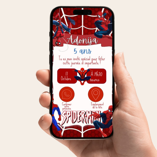 Invitation anniversaire numérique et interactive Spiderman