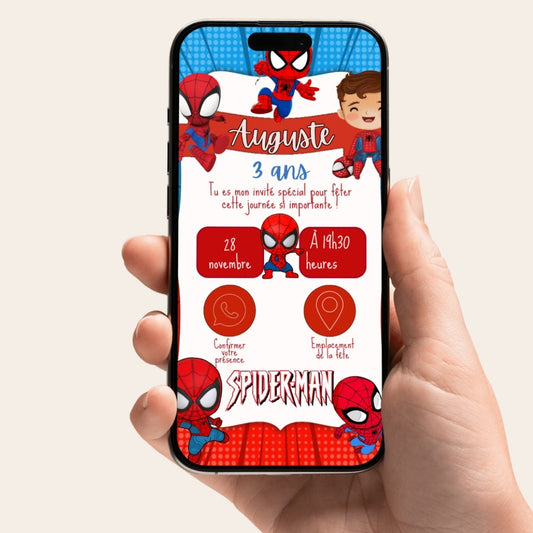 Invitation anniversaire numérique et interactive Spiderman