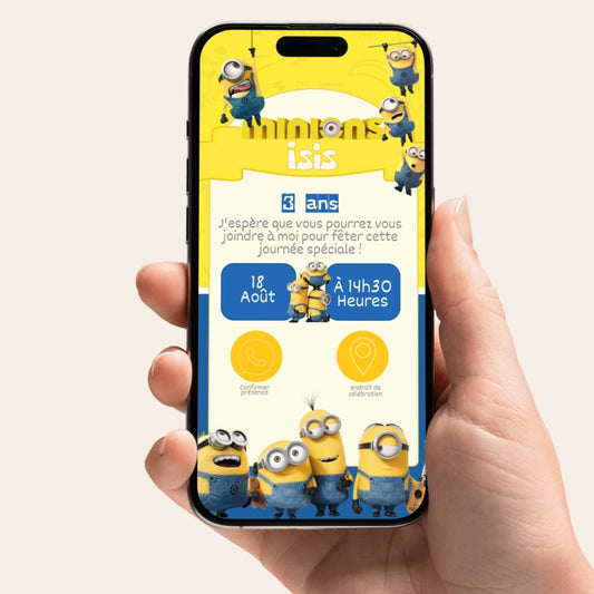 Invitation anniversaire numérique et interactive Les Minions