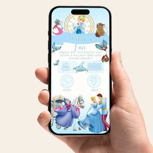 Invitation anniversaire numérique et interactive Cendrillon