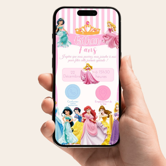 Invitation anniversaire numérique et interactive Les Princesse