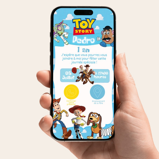 Invitation anniversaire numérique et interactive Toy Story