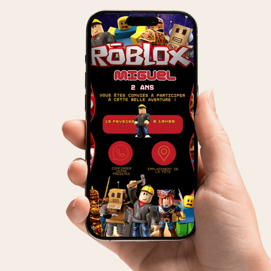 Invitation anniversaire numérique et interactive Roblox